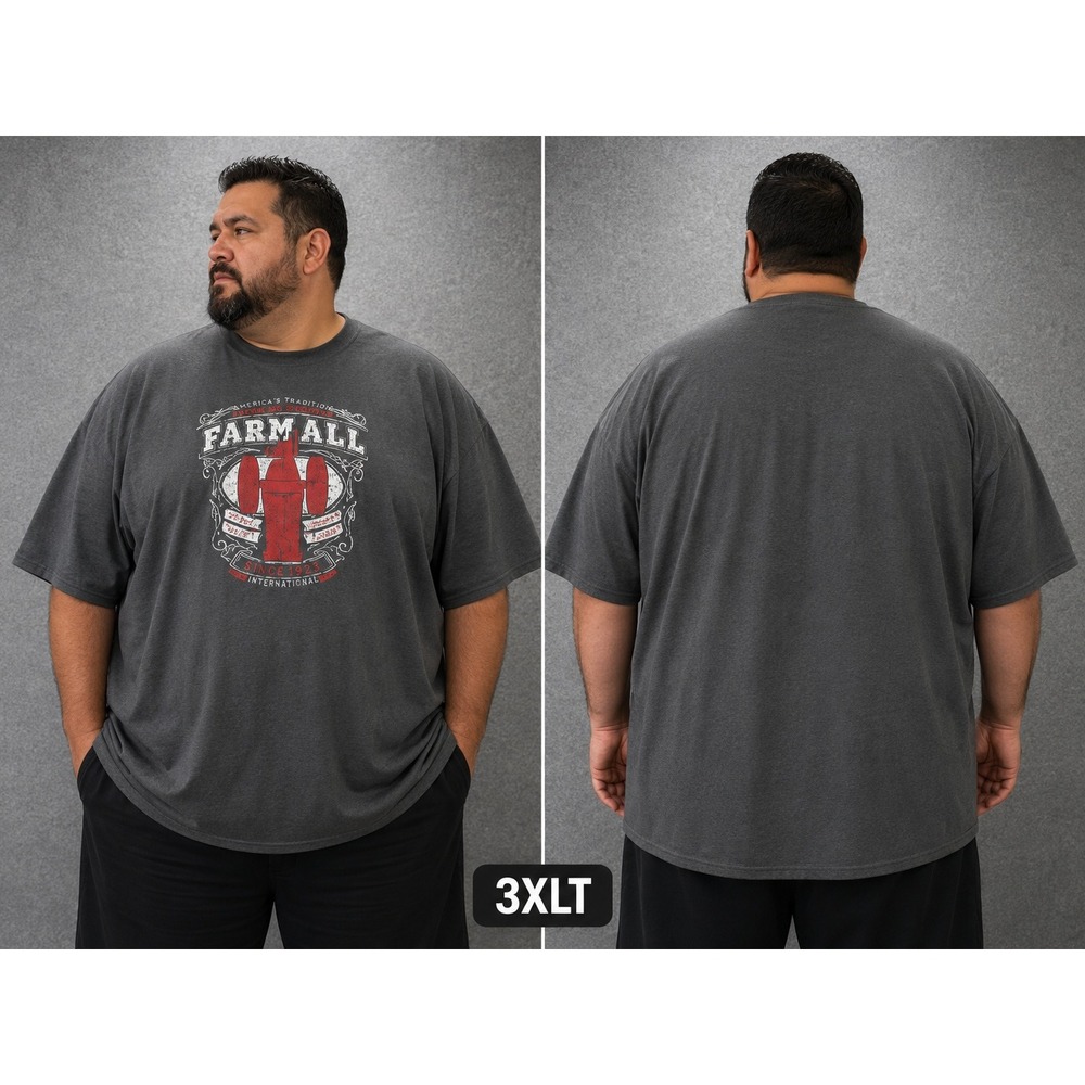 Instant Message Farmall Tractor T-Shirt Men 3XLT Gray Graphic Tee Big & Tall